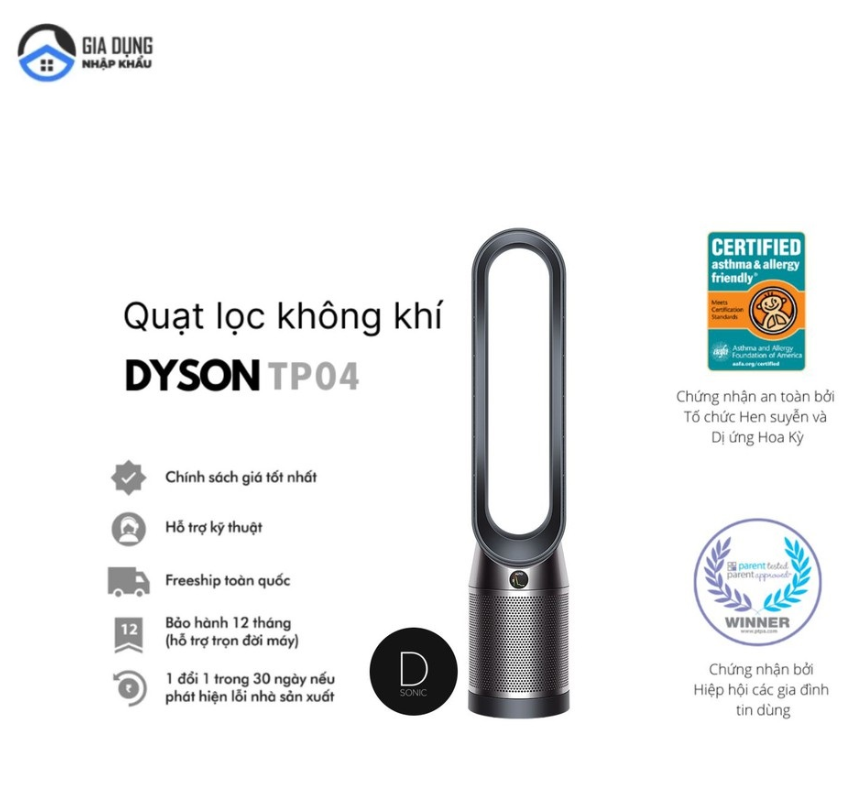 Quạt Tháp Không Cánh, Máy Lọc Không Khí Dyson Pure Cool Link TP04, Dyson TP04 Air Purifier, Hàng Nhập Khẩu, BH 12 Tháng