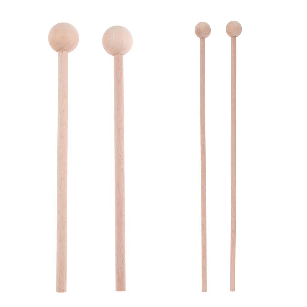 2 Pair Wooden Burr-free Mallets Percussion Musical Instruments Chime Bell