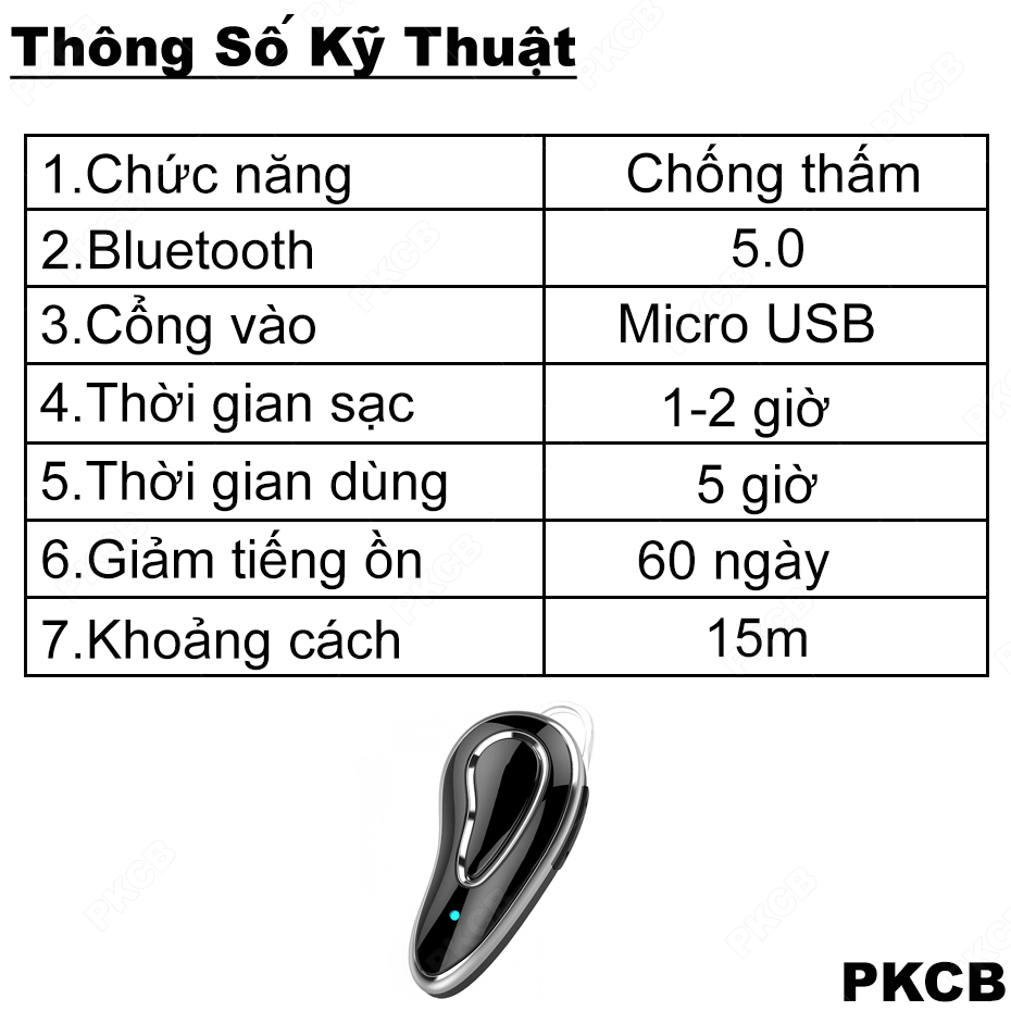 Tai Nghe Bluetooth Nhét Tai Không Dây Nhỏ Gọn Cao Cấp Âm Thanh Trung Thực Giảm Tiếng Ồn PKCB D9 HỒNG -Hàng  Chính Hãng