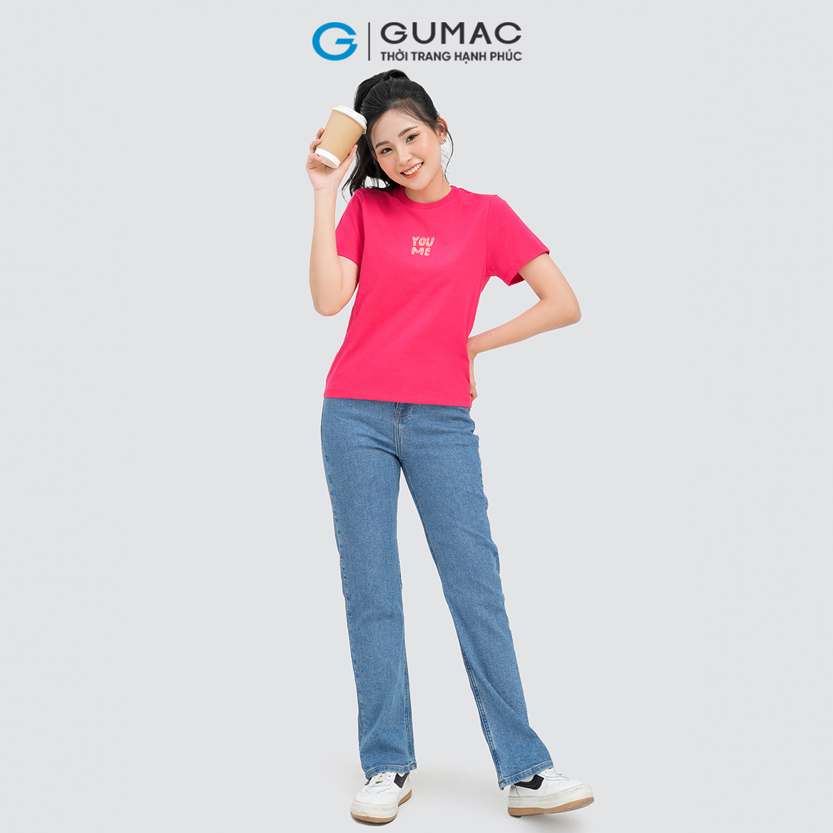 Quần jeans nữ ống đứng tôn dáng trẻ trung năng động thời trang Gumac QJD04051