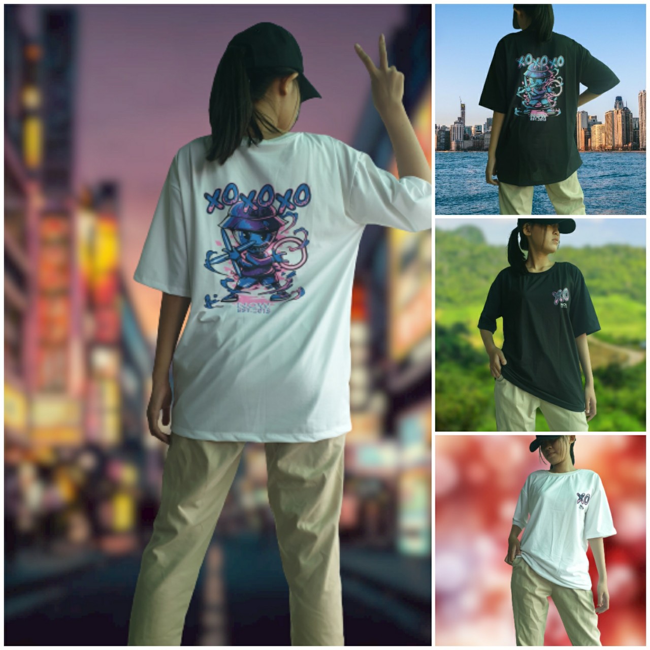 ÁO THUN UNISEX NAM NỮ form rộng tay lỡ XOXO- Free size 40-70kg -Dành cho cả Nam và Nữ - LEE'S