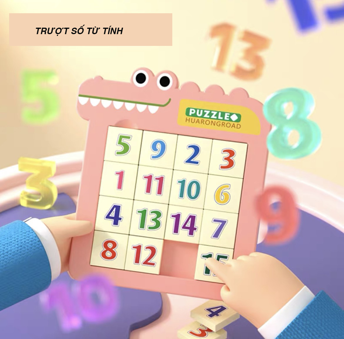 Đồ chơi bảng ghép hình trượt số Puzzle từ tính trí tuệ Sudoku phiên bản cá sấu giúp bé rèn luyện tư duy sáng tạo