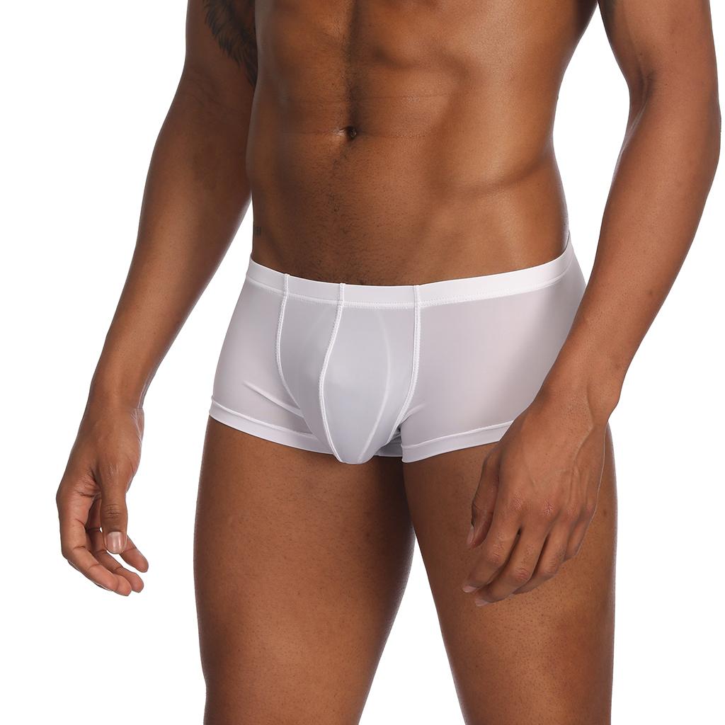 Men Soft Underwear Shorts Mesh Solid Boxer Briefs Trunks Pants Sexy Lingerie