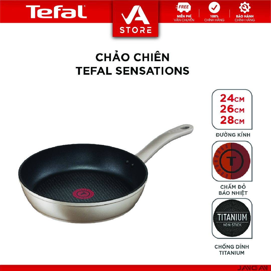 Chảo chiên Tefal Sensations 24cm, 26cm, 28cm - Hàng Chính Hãng