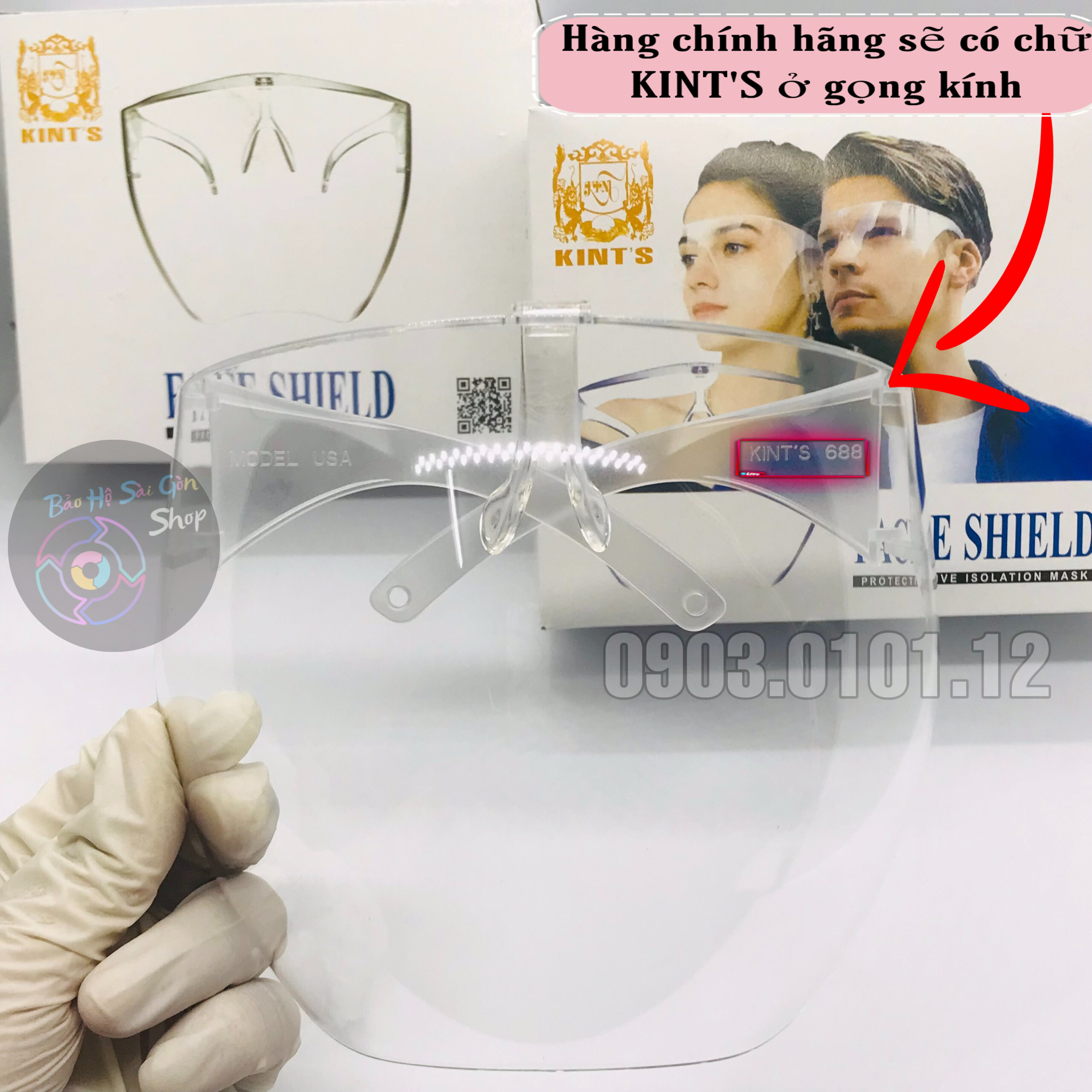 Kính bảo hộ chống giọt bắn thương hiệu Kint's chính hãng, tấm chắn face shield chống dịch đạt chuẩn bộ y tế