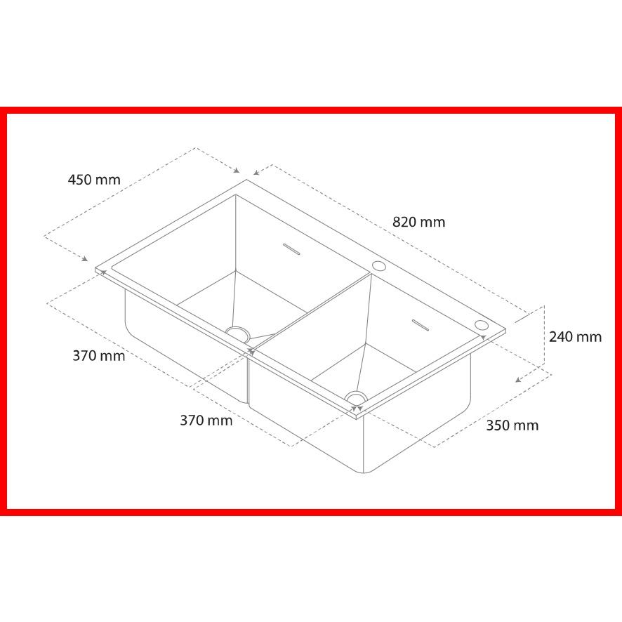 Chậu rửa 2 hố cân phụ kiện đi kèm chât liệu Inox 304 cao cấp GERARI mã GC.A8245