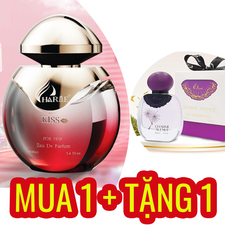 ( Phiên Bản mới nhất 2024 ) Nước hoa nữ Charme Kiss 100ml + tặng 1 chai 35ml
