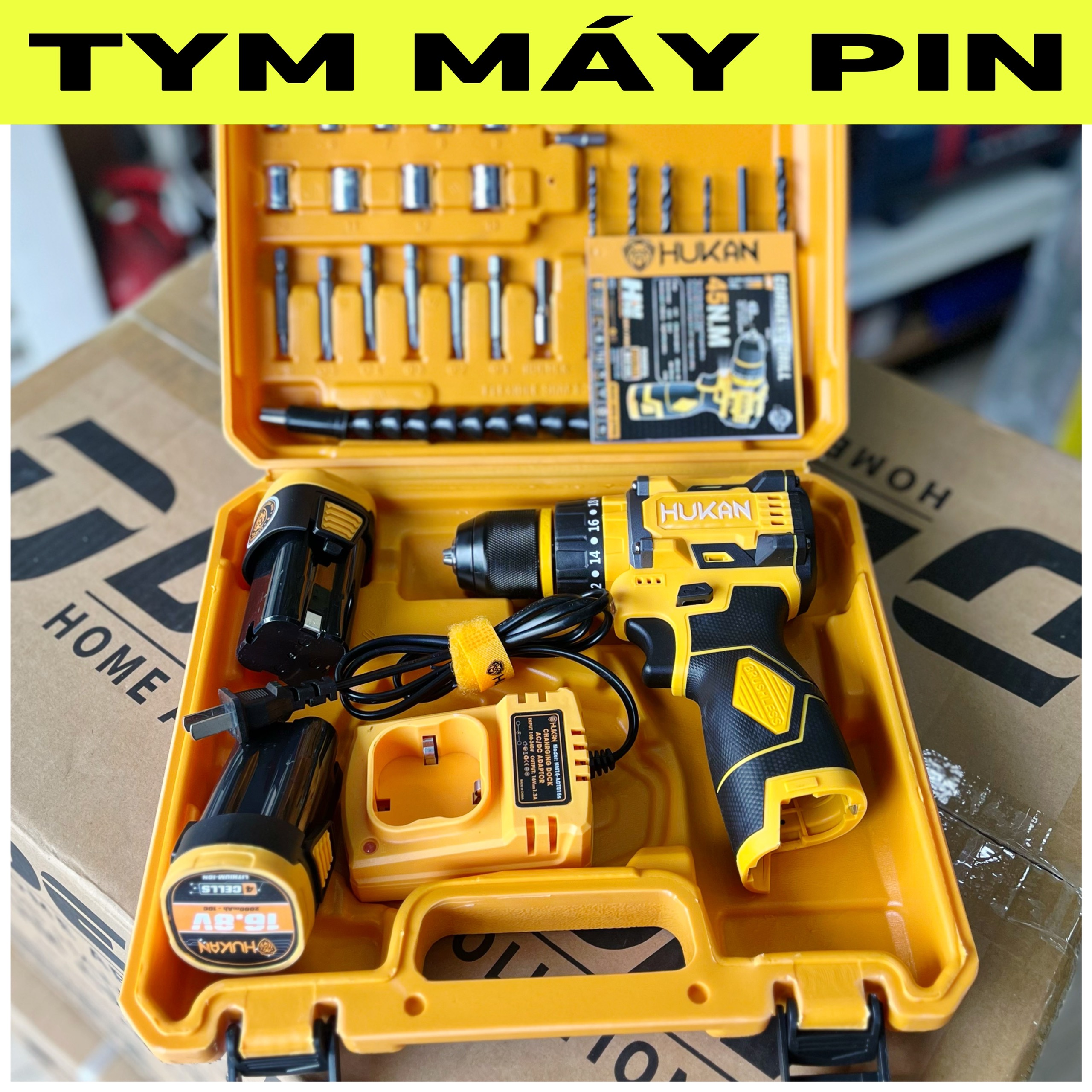 Bộ Máy Khoan Bắt Vít Pin 16.8V Hukan HM16-Q7PRO – TYM MÁY PIN