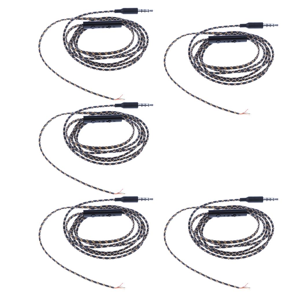 5Pack 3.5mm DIY Earphone Audio Cable & Mic Headphone Replacement Repair Wire