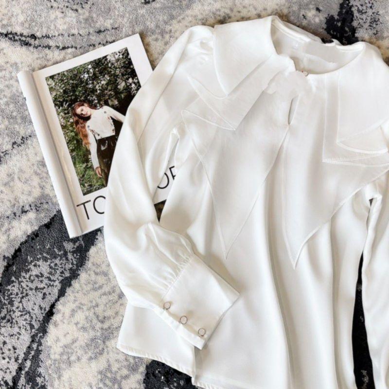 Áo sơ mi nữ cổ bèo nữ tính