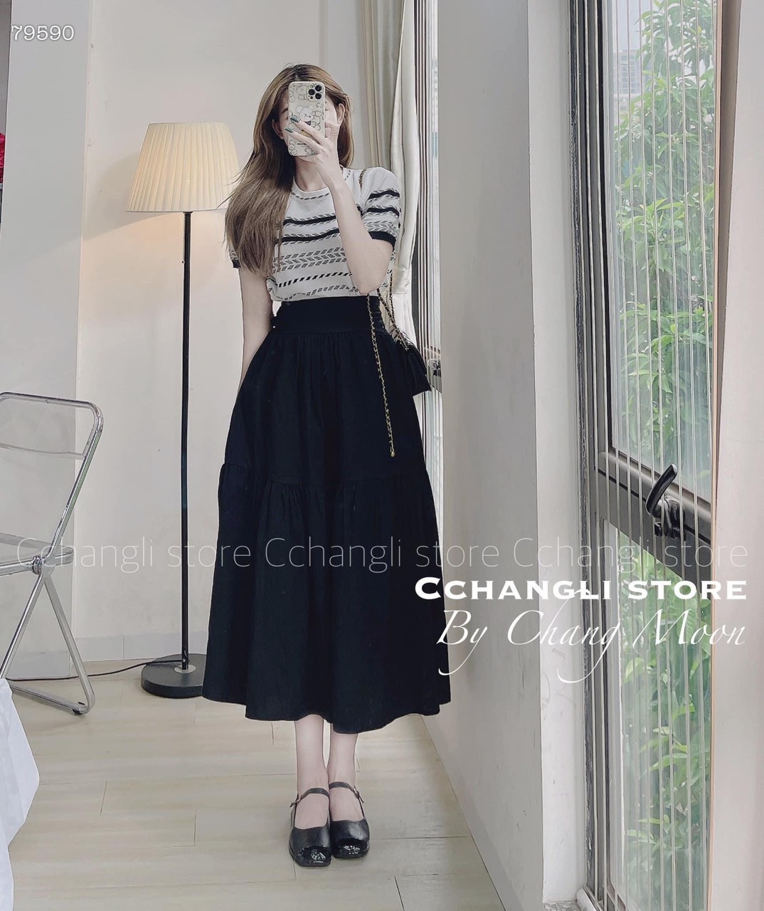 ÁO LEN DỆT KIM CROPTOP SỌC TAY NGẮN DẠO PHỐ DỰ TIỆC GIÁNG SINH NOEL