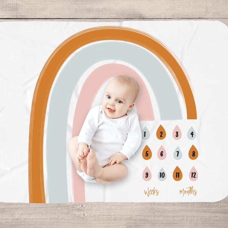 Cho Bé Hàng Tháng Ghi Tăng Trưởng Cột Mốc Chăn Sơ Sinh Đầm Bọc Đạo Cụ Chụp Ảnh Sáng Tạo Cầu Vồng Vải Nền