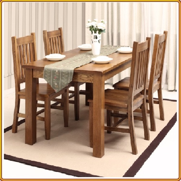 Set Bàn Ăn 4 Ghế Gỗ Sồi Mỹ Cao Cấp 80 x 120 Màu Gỗ Sồi Mỹ Tự Nhiên Sang Trọng & Bền Bỉ