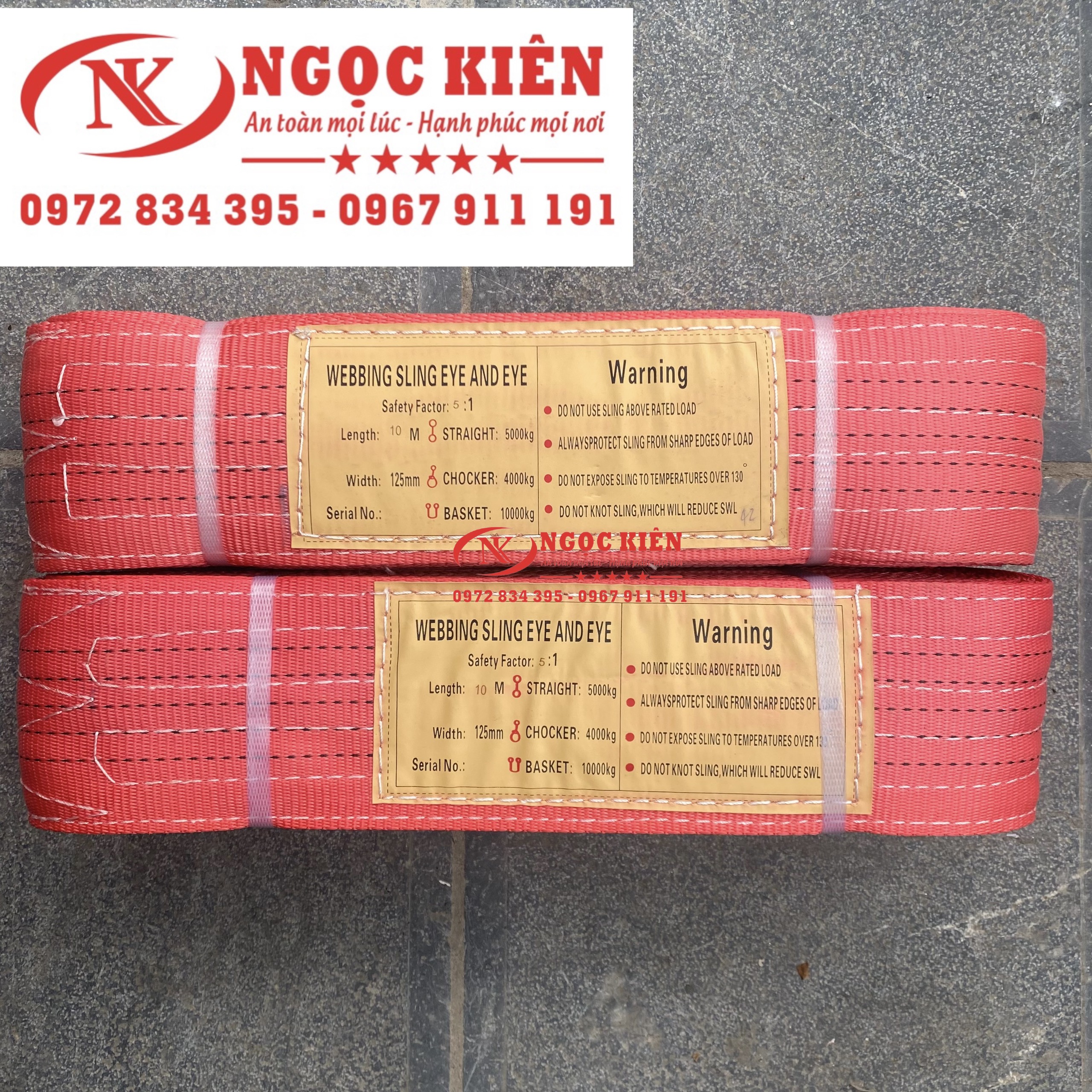Dây cáp vải cẩu hàng 5 tấn x 4 mét bản 125mm - Hệ số 5:1