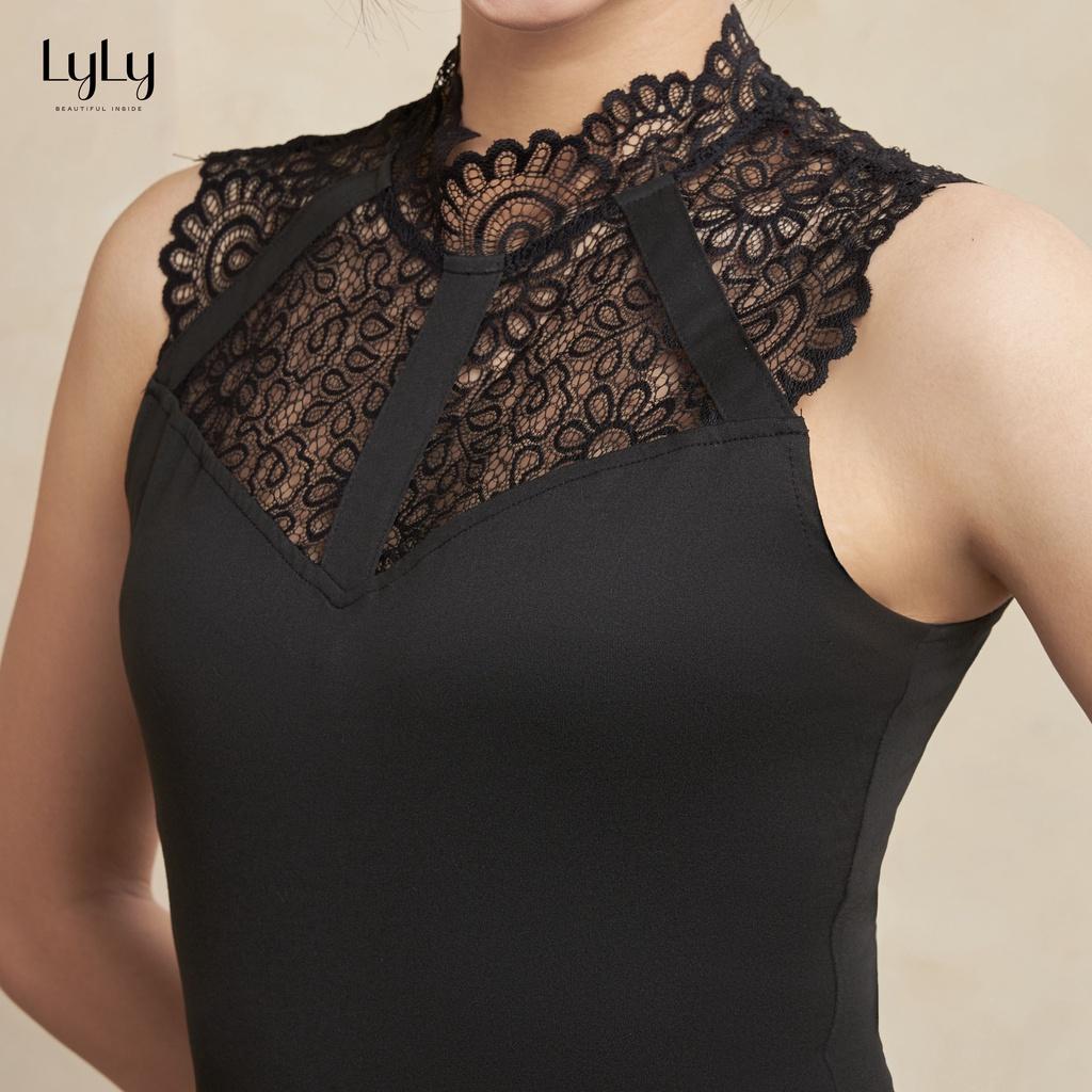 Bodysuit nữ ba lỗ LyLy JM068 áo liền thân sát nách ôm body thun co giãn phối cổ ren quyến rũ