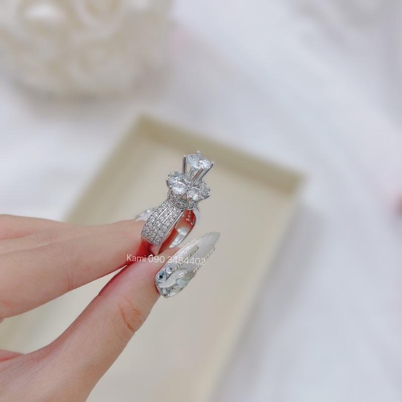 Nhẫn nữ xi bạch kim hột cao siêu sáng