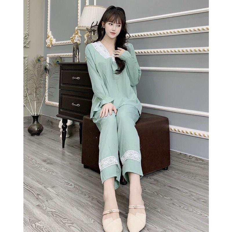 Bộ đồ bầu Đồ bộ cho mẹ sau sinh dài tay MAMA DRESS thiết kế trơn cổ ren chữ V có khóa ti và chun chỉnh đẹp rẻ B43