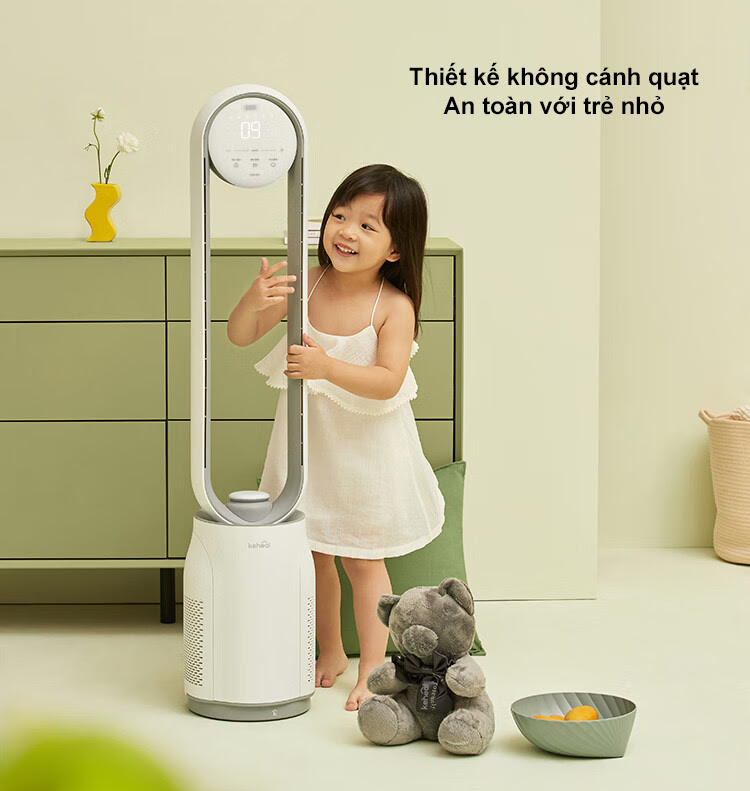 Quạt Không Cánh Xiaomi Keheal A4 Pro Diệt Khuẩn UV Kiêm Lọc Không Khí Gồm 12 Cấp Độ Gió, Giảm Độ Ồn Với Góc Quay Rộng Hơn 150 Độ Công Nghệ Lọc Khử Khuẩn Ion - Hàng Nhập Khẩu