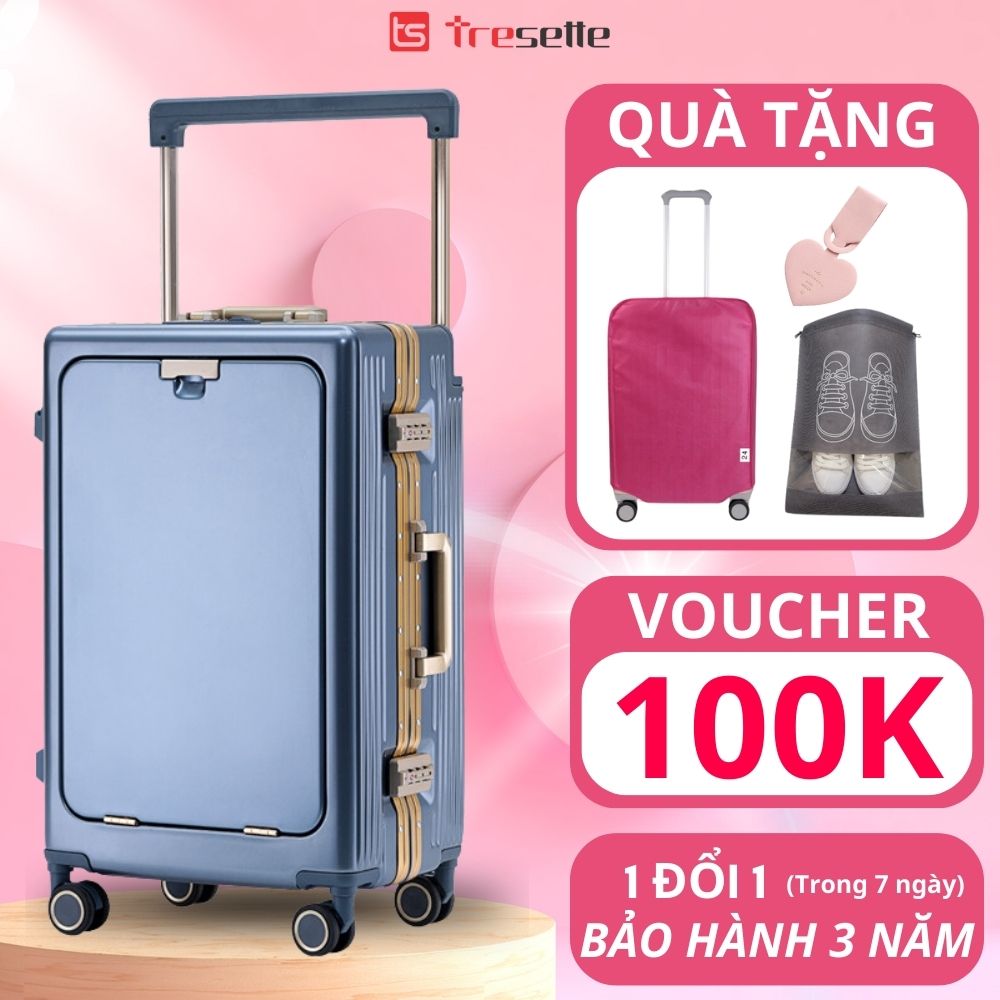 Bfq2St500Ktl Giảm 8 Cho Đơn Từ 500K Size 20 Inch Vali Khoá Sập Viền Nhôm Cao Cấp Kèm Ổ Sạc, Móc Treo Đồ Nhập Khẩu Hàn Quốc Tresette 3033 - Xanh
