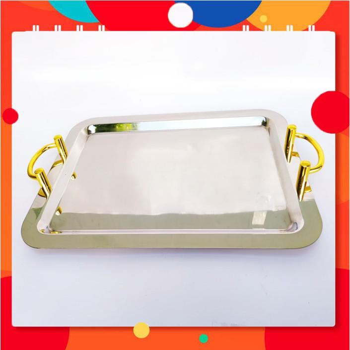 Khay trang trí, trưng bày bánh tiệc buffet chữ nhật cao cấp có tay nắm