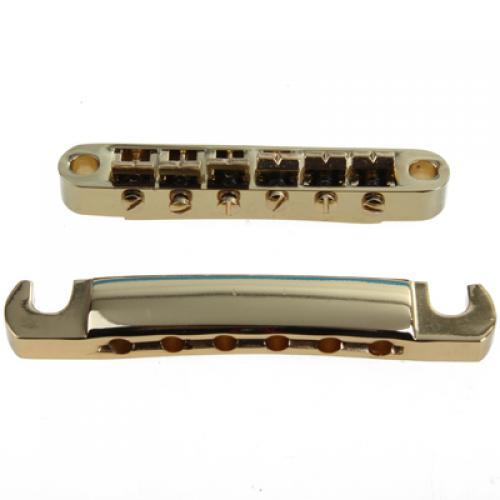 Gold Bridge Tailpiece + Sealed Humbucker Pickup Set for Les Paul Guitar