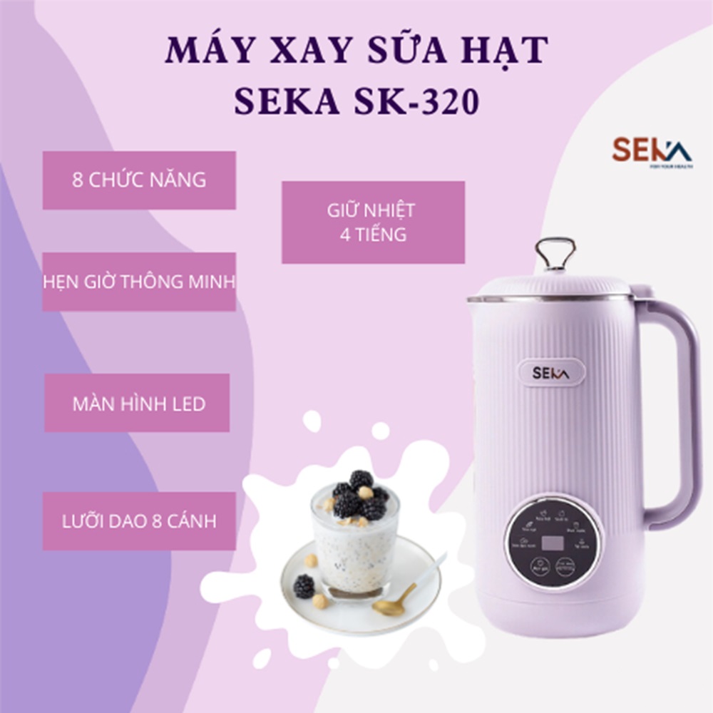 Máy Làm Sữa Hạt SEKA SK320, 5 Chức Năng, Dung Tích 600ml chống trào, xay siêu nhuyễn mịn các loại hạt - hàng chính hãng