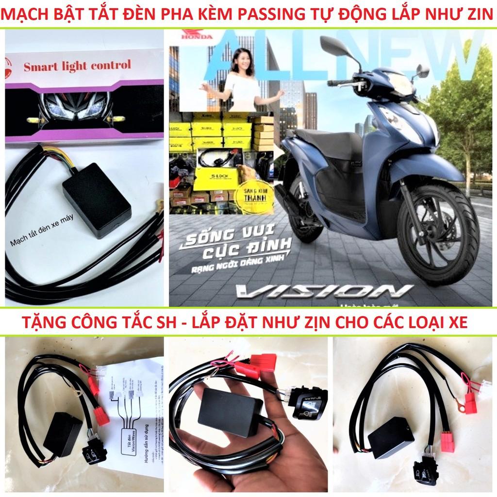 Mạch tắt đèn pha xe máy đời mới kiêm passing đa năng sẵn giắc cắm không cần chế lắp các xe