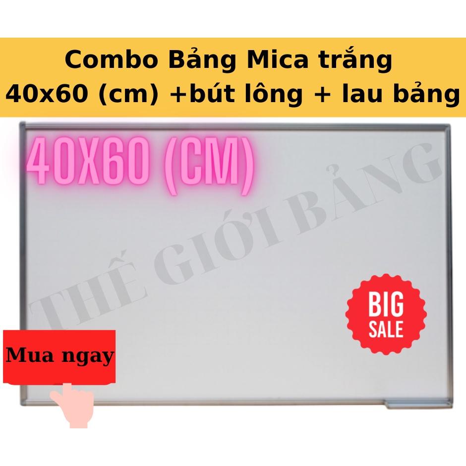 Bảng Mica trắng, viết bút lông, bảng thông báo viền Nhôm loại tốt 40x60cm