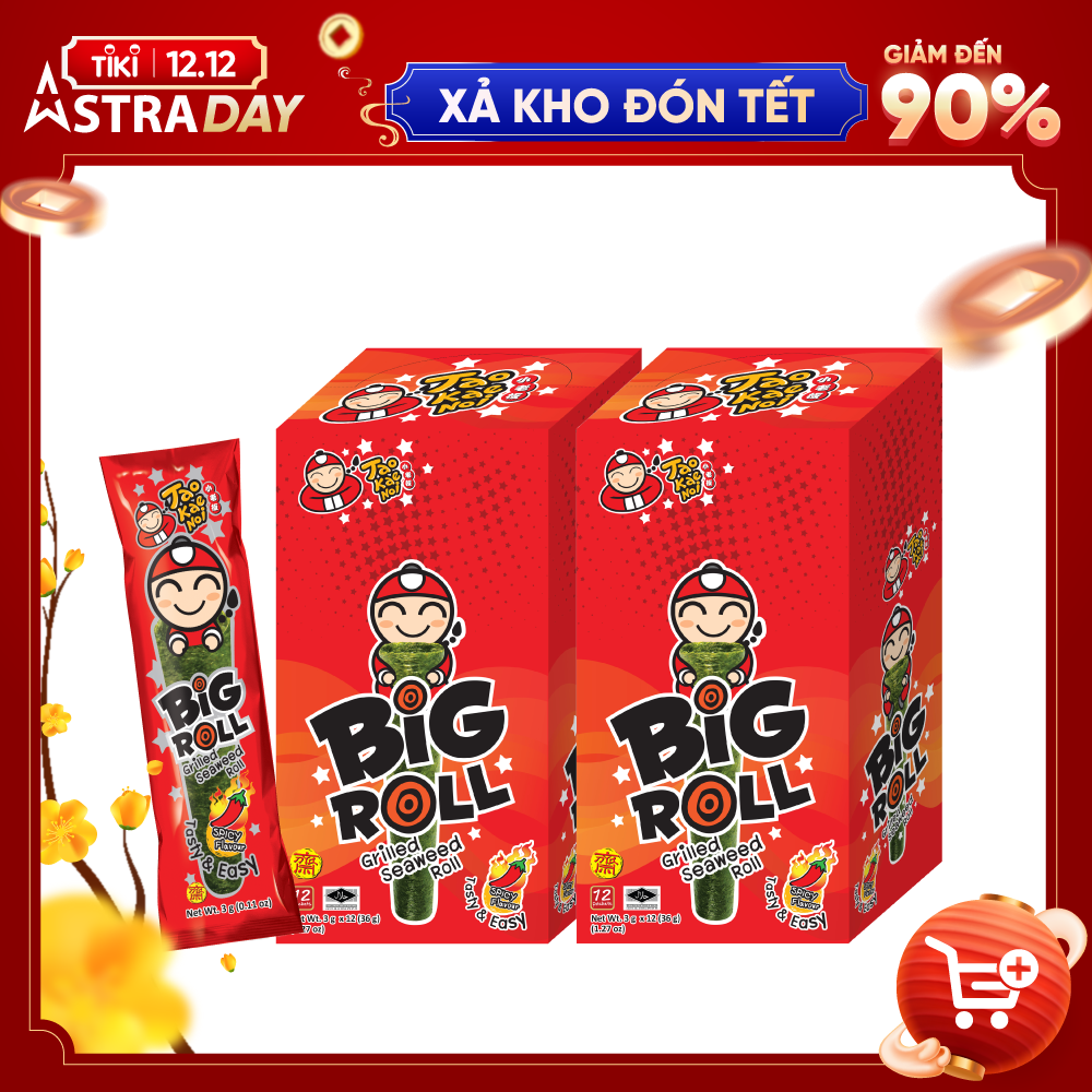 Combo 2 hộp Snack Rong Biển Taokaenoi BIG ROLL Thái Lan nhiều vị Hộp 12 cái x 3g