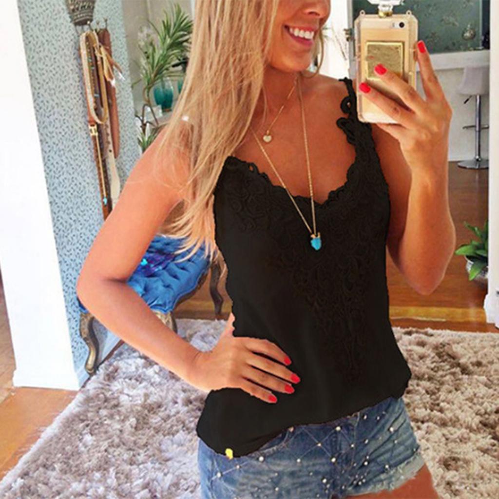Girls Ladies Women Cotton Tank Tops Sleeveless Lace Vest Blouse Crop Top