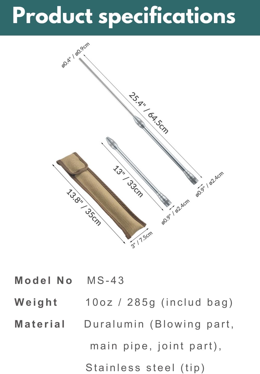 Que thổi lửa có thể tháo rời Campingmoon MS-43 BKMS-43