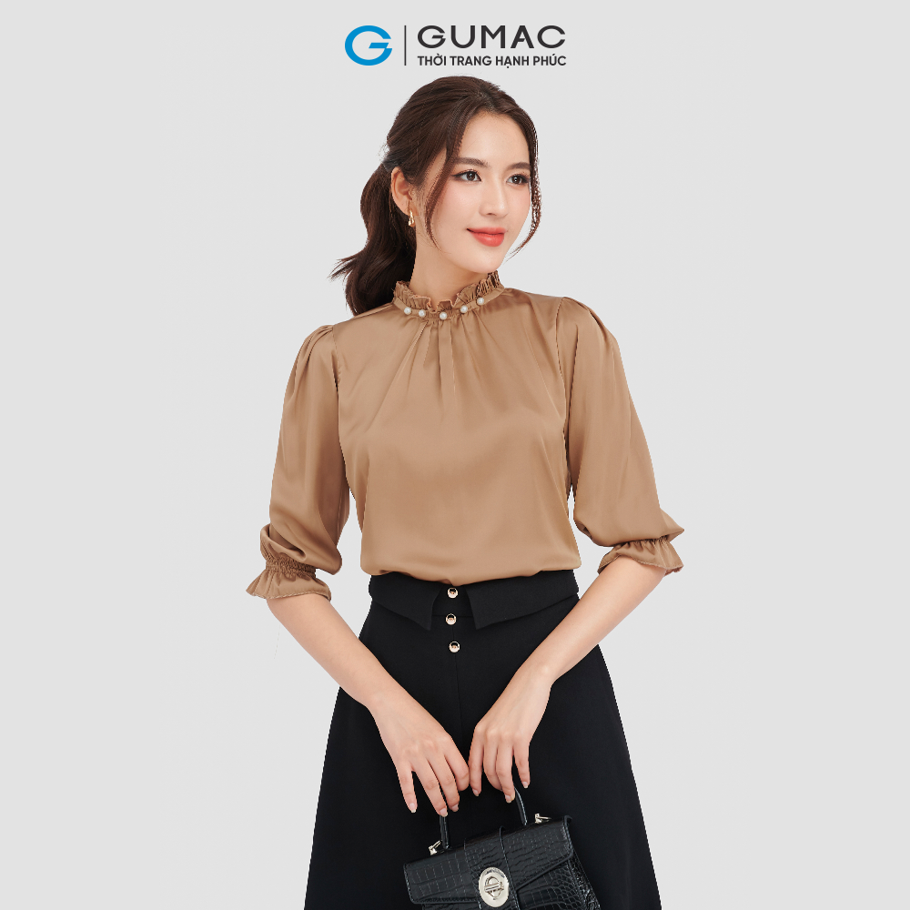 Áo kiểu GUMAC LA0809 áo tay lỡ kết ngọc thời trang