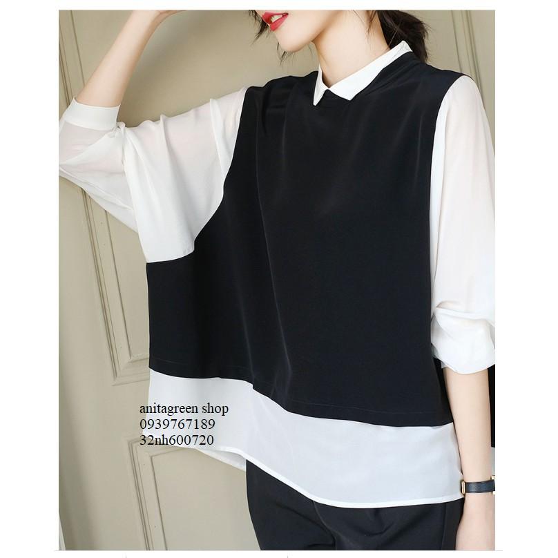 Nh600720-SƠ MI NỮ PHỐI MÀU CÁ TÍNH