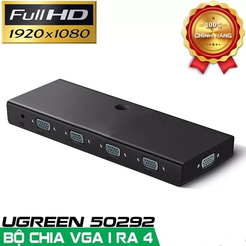 Ugreen UG50292CM152TK Màu Đen Bộ chia VGA 1 vào 4 ra hỗ trợ FULL HD 500Ghz - HÀNG CHÍNH HÃNG