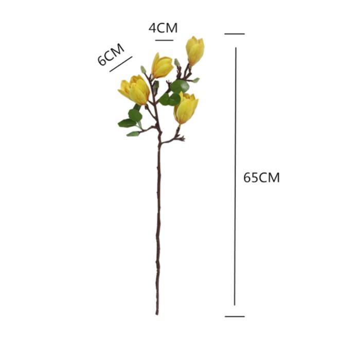 Hoa giả - Cành hoa mộc lan 4 bông kèm nụ hoa đẹp trang trí nhà cửa