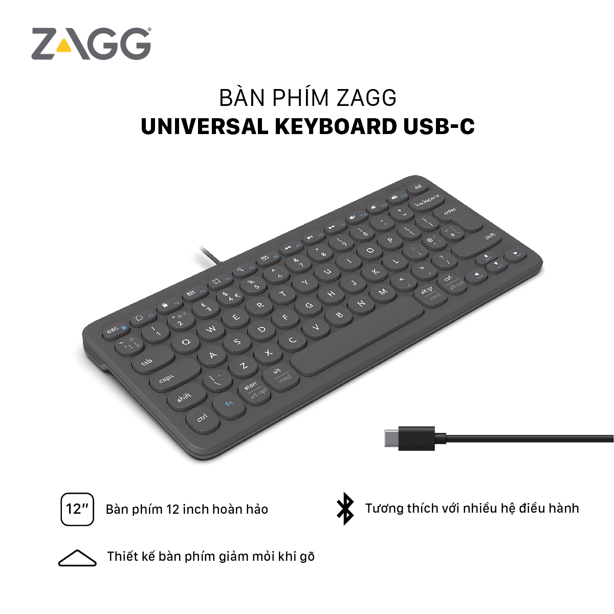 Bàn phím ZAGG Universal Keyboard Type C / Lning - Hàng chính hãng