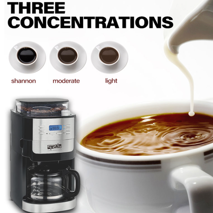 Máy pha cà phê hạt kết hợp xay sẵn bán tự động DSP KA3055 công suất 1000W, tích hợp chức năng hẹn giờ, chống nhỏ giọt khi ngưng máy- Hàng chính hãng