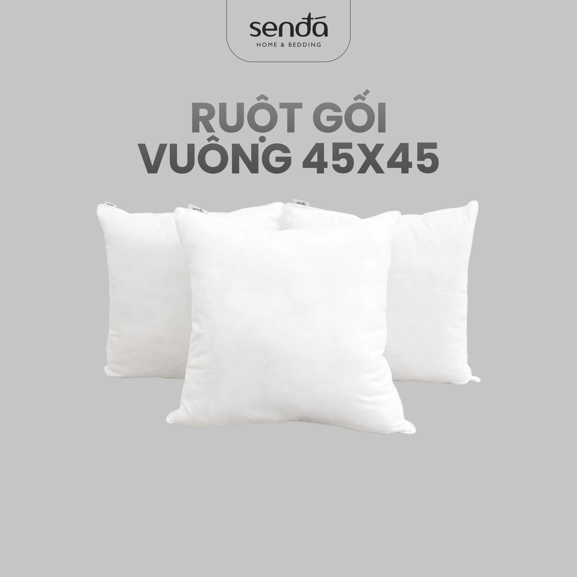 Ruột gối vuông tựa sofa SEN ĐÁ 45x45 cm, bông hạt 3D polyester cao cấp siêu bền, siêu đàn hồi, không xẹp lún, biến dạng