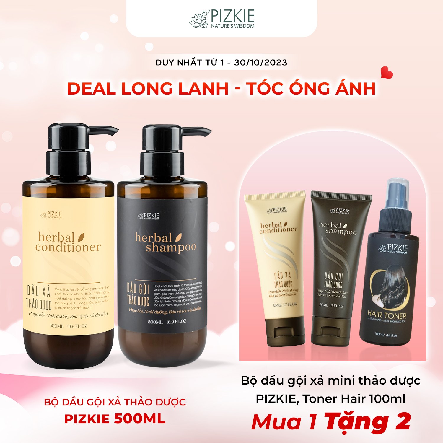 Dầu Gội Thảo Dược HERBAL SHAMPOO PIZKIE Ngăn Ngừa Rụng Tóc, Giảm Ngứa, Giảm Gàu 500ml