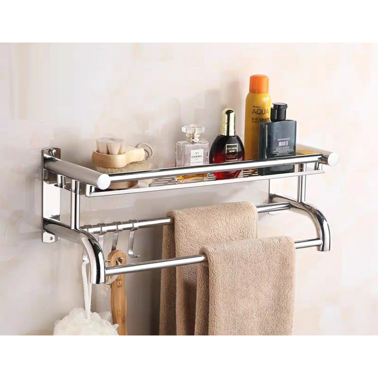 Giá Vắt Khăn INOX 304 Dán Tường, Kệ treo đồ nhà tắm chịu tải 10kg - K201