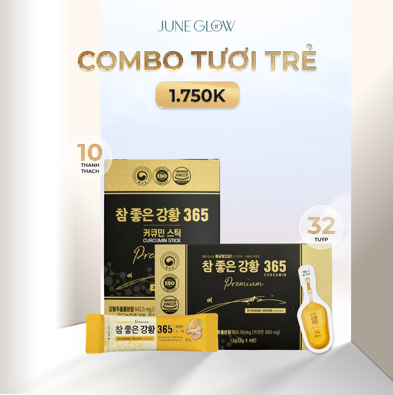 1 hộp tinh nghệ Nano 365 Premium 32 tuýp & 1 hộp thạch Nghệ Nano 365 Collagen Premium 10 thanh