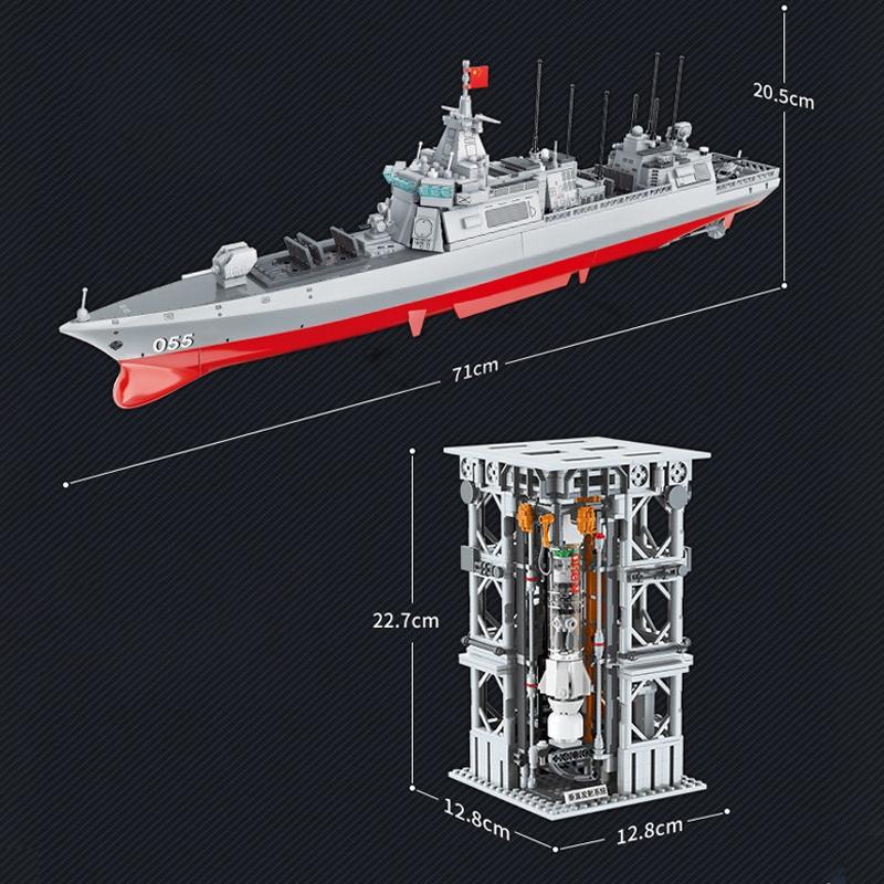 Đồ chơi Lắp ráp Tàu chiến hạm 055, Enlighten 23015 Warship, Xếp hình thông minh, Mô hình Thuyền chiến
