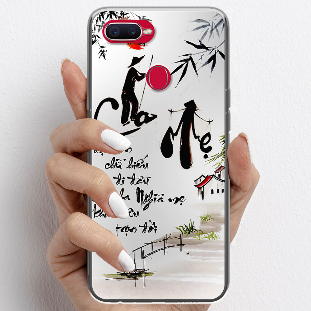Ốp lưng cho Oppo F9 nhựa TPU mẫu Thư pháp cha mẹ