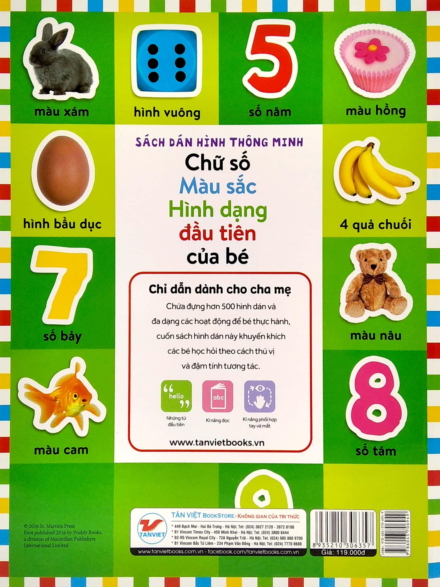 Sách Dán Hình Thông Minh - Chữ Số ,Màu Sắc , Hình Dạng Đầu Tiên Của Bé