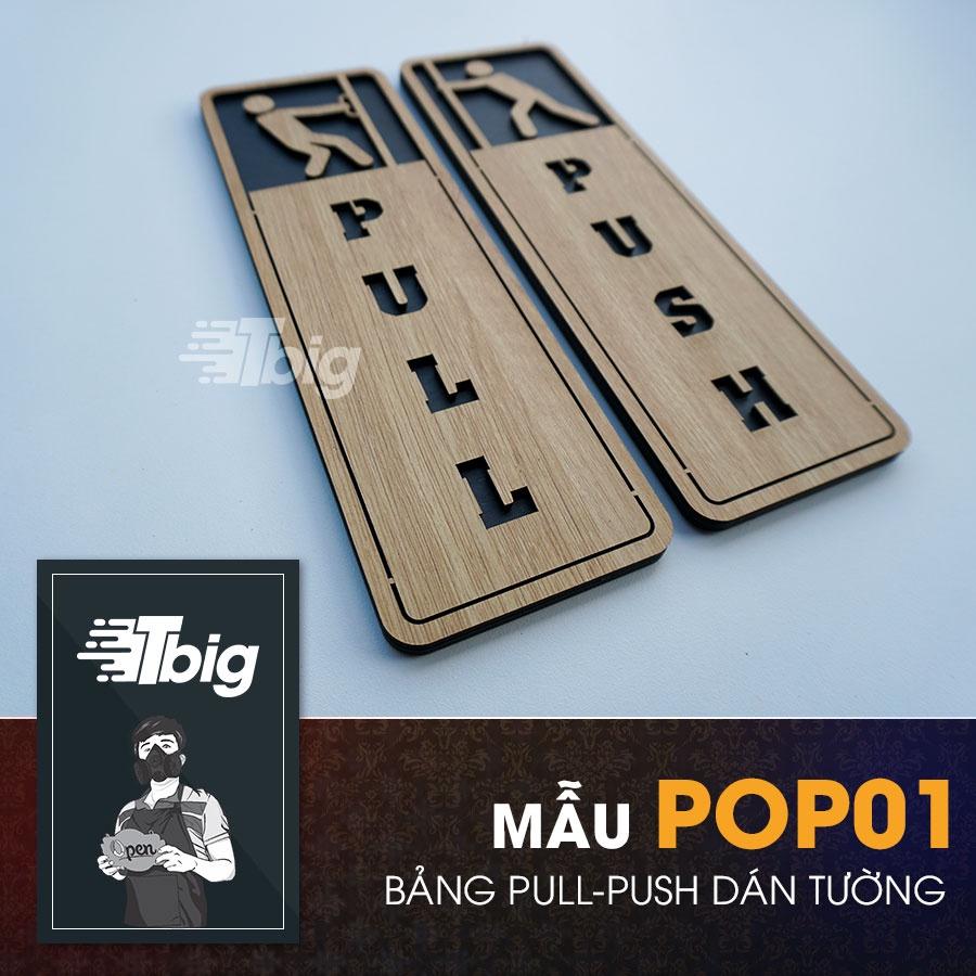 Bảng pull push gỗ loại chữ nhật đứng dán cửa bằng keo 2 mặt