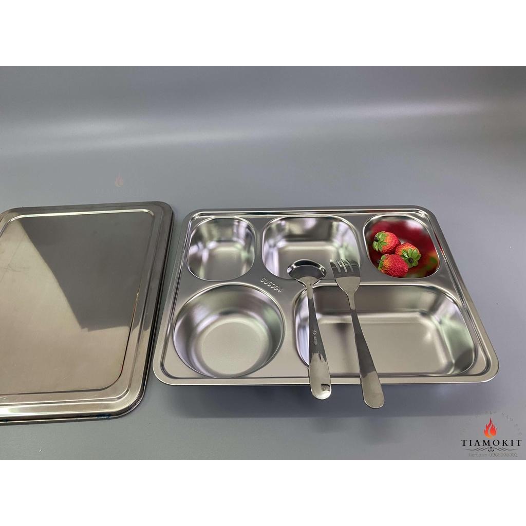 Khay cơm 5 ngăn Hàn Quốc nắp inox