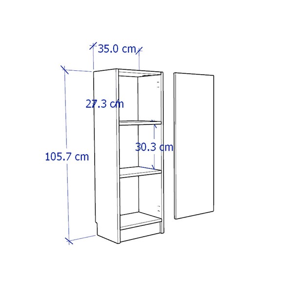 JELLY, Kệ sách 3 tầng size nhỏ, Phong cách Bắc Âu, 35x29x106cm