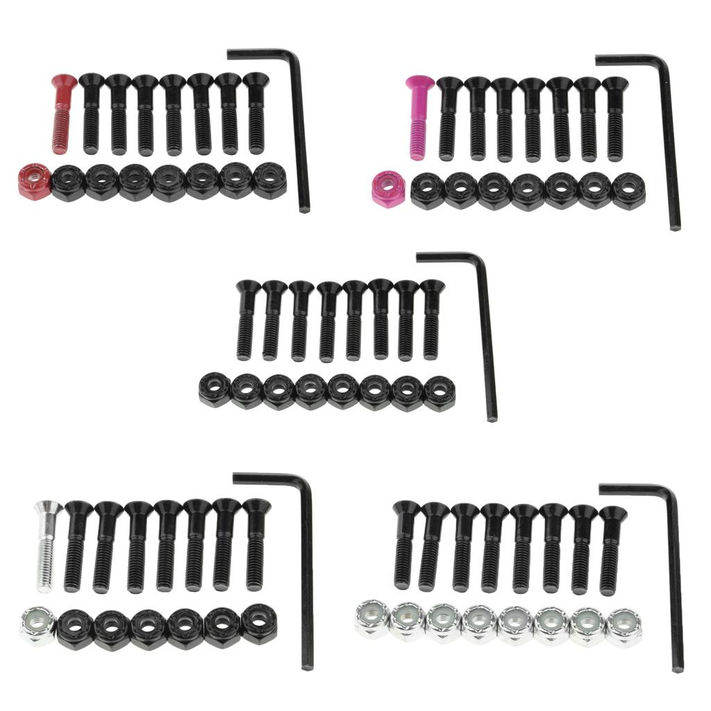 1 Set Skateboard Longboard Hardware with with L wrench 8 Black