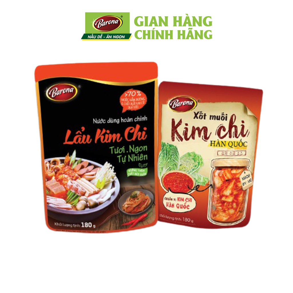 Combo 1 Gói Lẩu Kim Chi BARONA và 1 Gói Xốt Muối Kim Chi Hàn Quốc BARONA