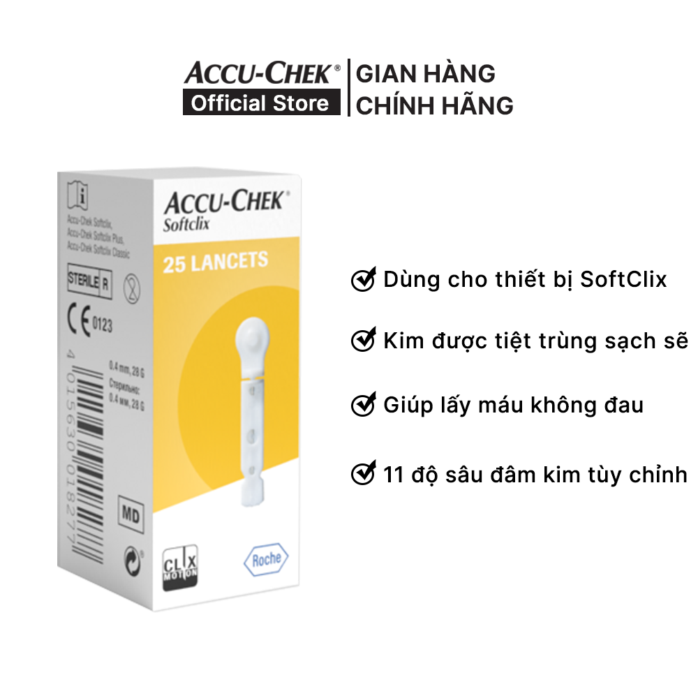 Hộp 25 Kim Chích Máu ACCU-CHEK SoftClix Dùng Cho Máy ACCU-CHEK Active &amp; Instant